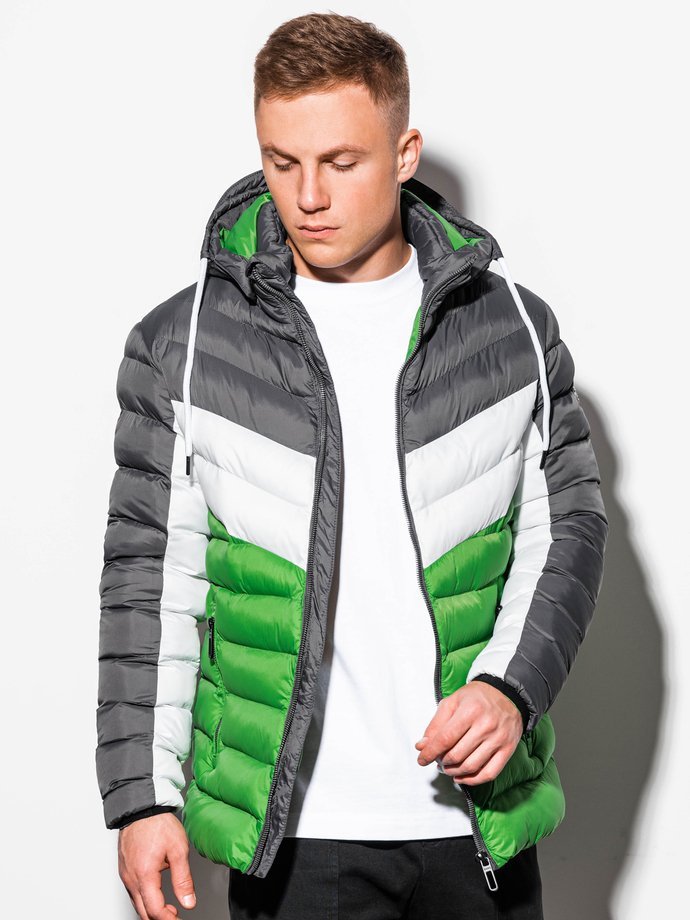 Мужская стеганая зимняя куртка - зелёная C418
