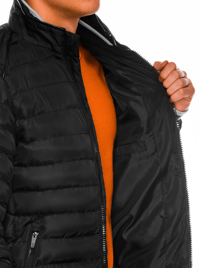 Мужская зимняя стеганая куртка C422 - чёрная
