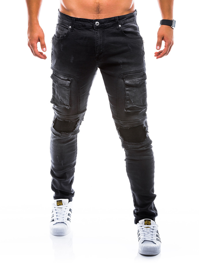 Мужские брюки джинсовые - черные P773
