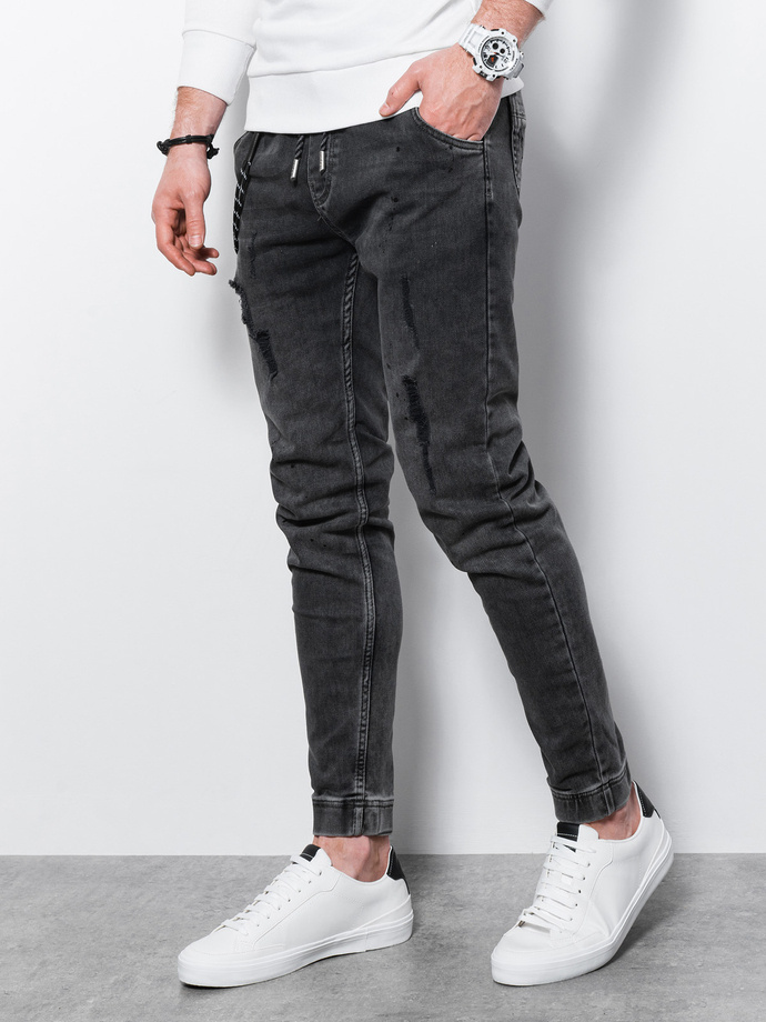 Мужские брюки джинсовые джоггеры - графитный P939