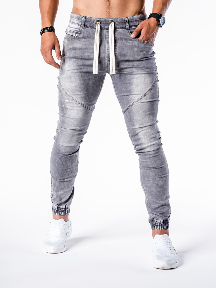 Мужские брюки джинсовые джоггеры P174 - серые