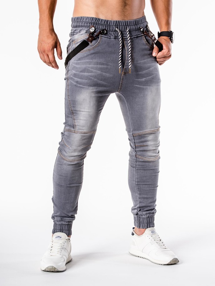 Мужские брюки джинсовые джоггеры P448 - серые