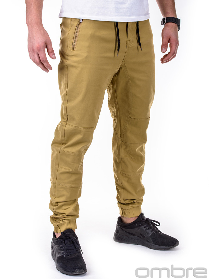 Мужские брюки джоггеры P417 - бежовые
