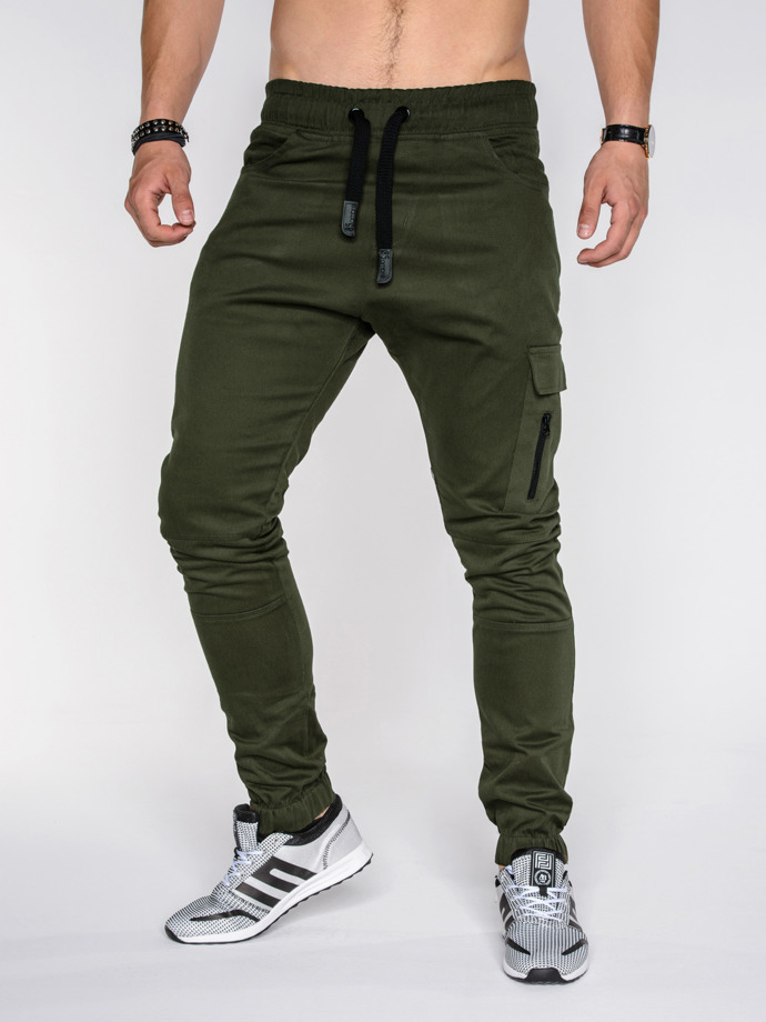 Мужские брюки джоггеры - зеленые P391