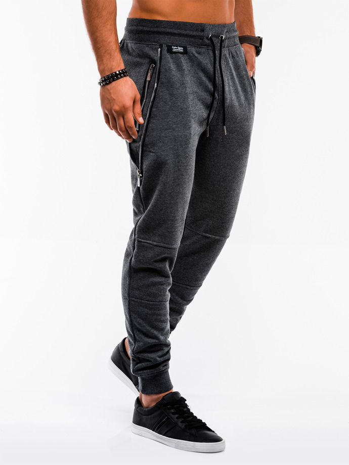 Мужские брюки трикотажные P421 - темно-серые