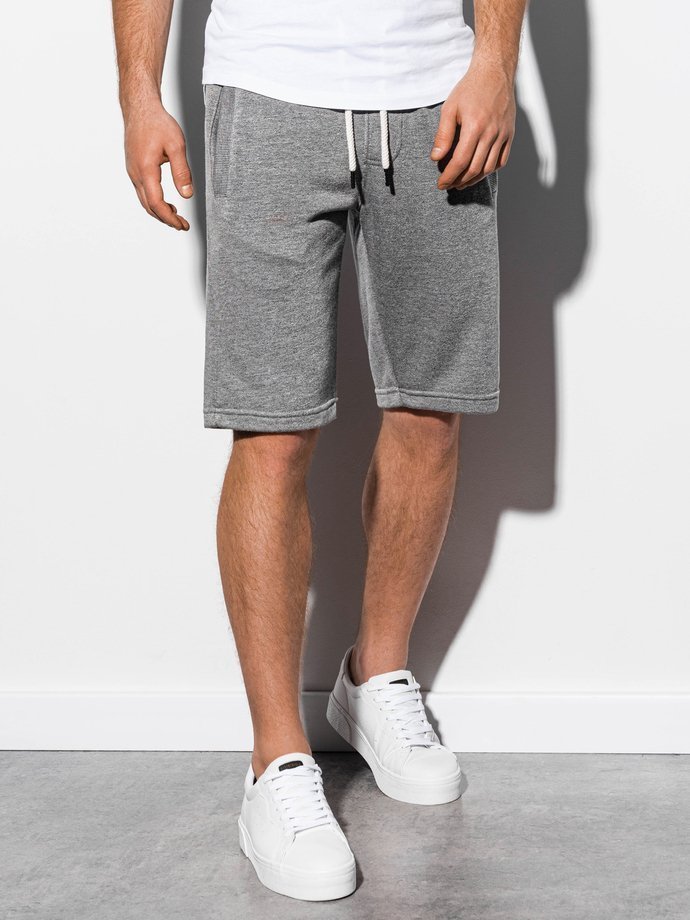 Мужские шорты короткие спортивные - серый меланж W238