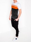 Мужская футболка без принта S844 - оранжэвая/темно-серая