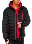 Мужская куртка зимняя стеганая C124 - черная/красная