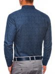 Мужская рубашка элегантная с длинным рукавом K466 - тёмно-синяя/белая