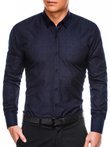 Мужская рубашка элегантная с длинным рукавом K466 - тёмно-синяя/бордовая