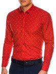 Мужская рубашка с длинным рукавом K465 - красная/белая