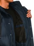 Мужская зимняя стеганая куртка C409 - тёмно-синяя