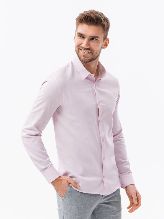 Бавовняна чоловіча сорочка з тканини Оксфорд SLIM FIT - рожева V13 K642