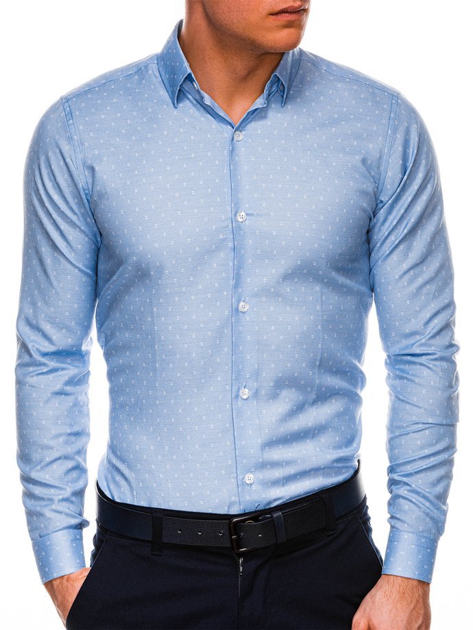 Чоловіча елегантна сорочка з довгим рукавом - блакитний K528