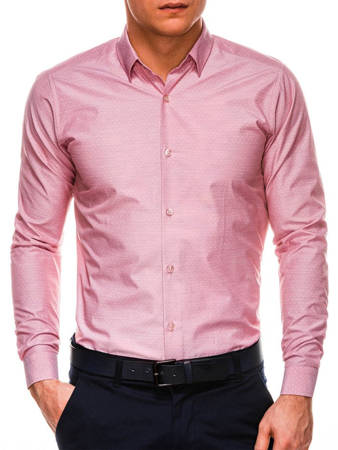 Чоловіча елегантна сорочка з довгим рукавом - рожевий K529