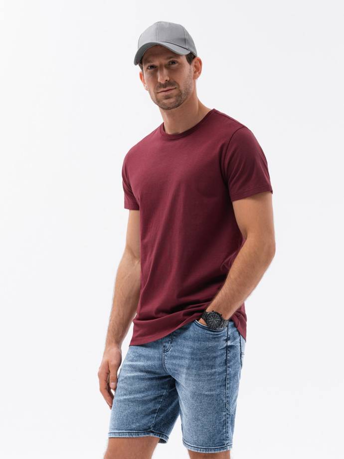 Чоловіча футболка без принта - бордовий S1370