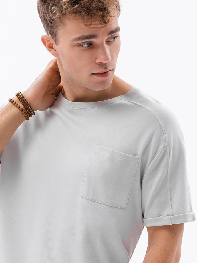 Чоловіча футболка без принта - світло-сірий S1386