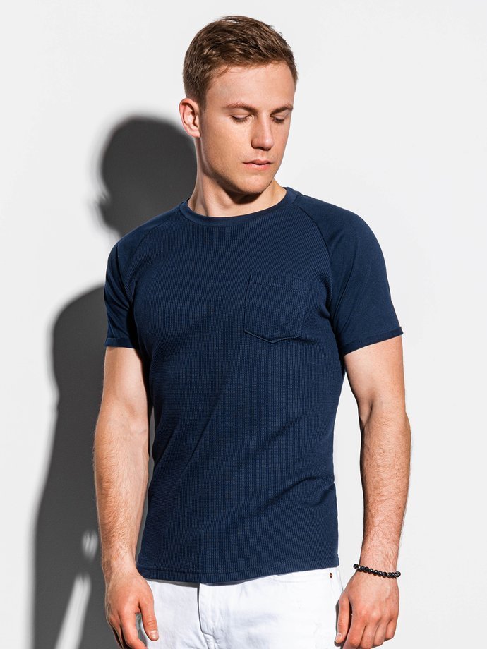 Чоловіча футболка без принта - темно-синій S1182
