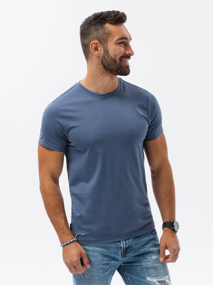 Чоловіча футболка без принта - темно-синій S1370