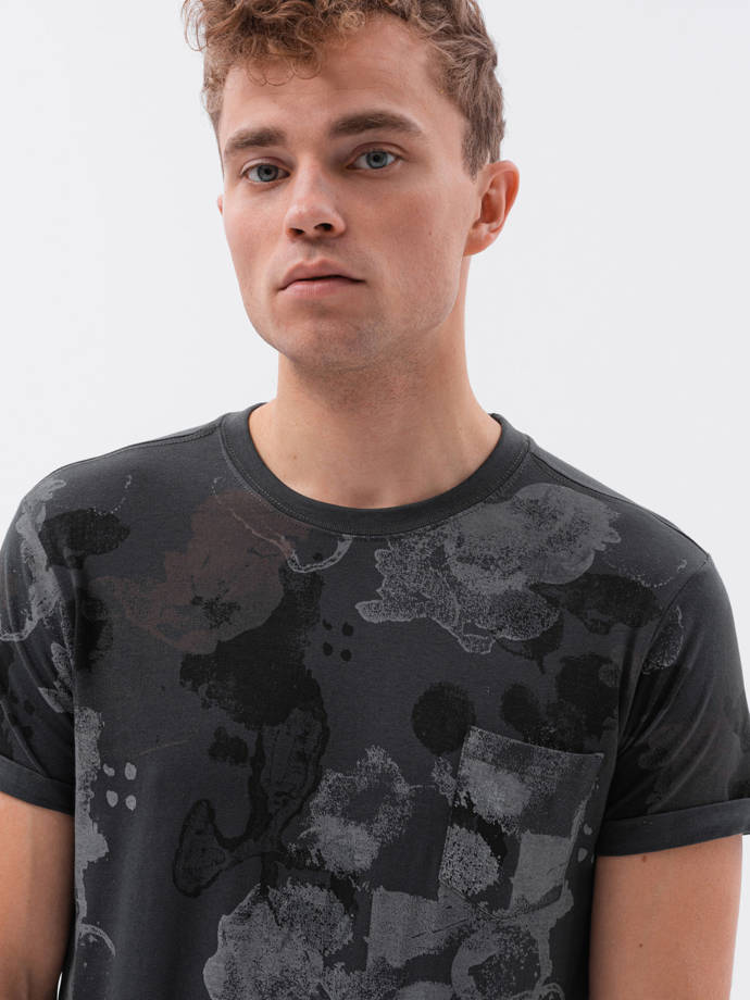 Чоловіча футболка з принтом - графітний S1377
