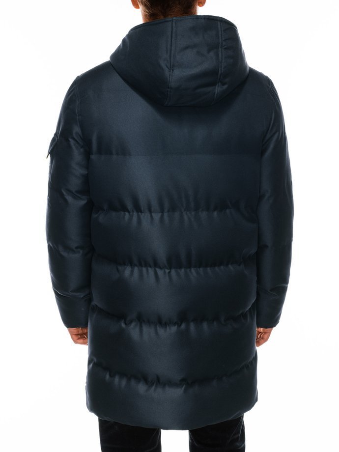 Чоловіча куртка зимова стьобана C409 - темно-синя