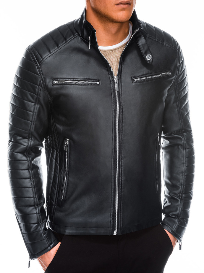 Чоловіча мотоциклетна куртка - чорна C414