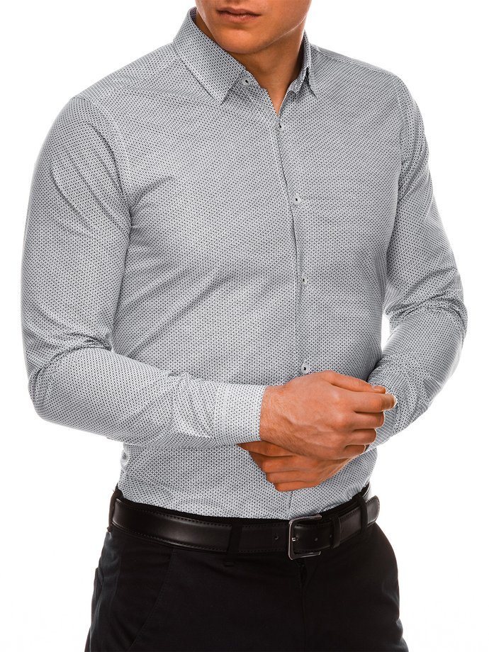 Чоловіча сорочка з довгим рукавом - чорний/білий K516