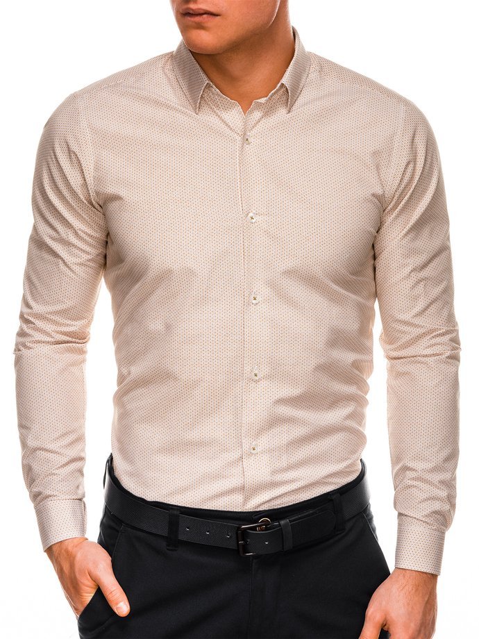 Чоловіча сорочка з довгим рукавом - коричневий/бежевий K516