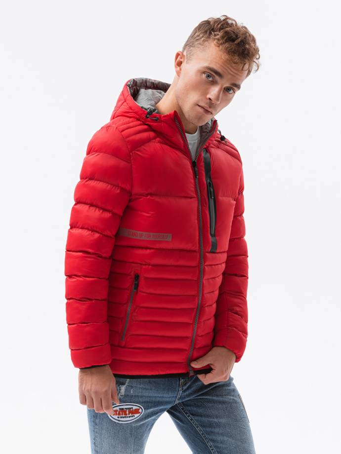 Чоловіча стьобана спортивна куртка - червоний V5 OM-JALP-0120