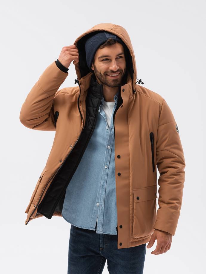 Чоловіча зимова куртка - коричневий C449