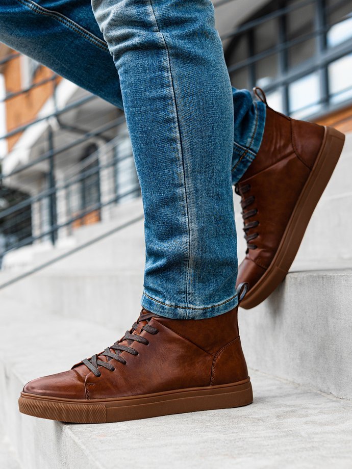 Чоловічі черевики по щиколотку - коричневі T322