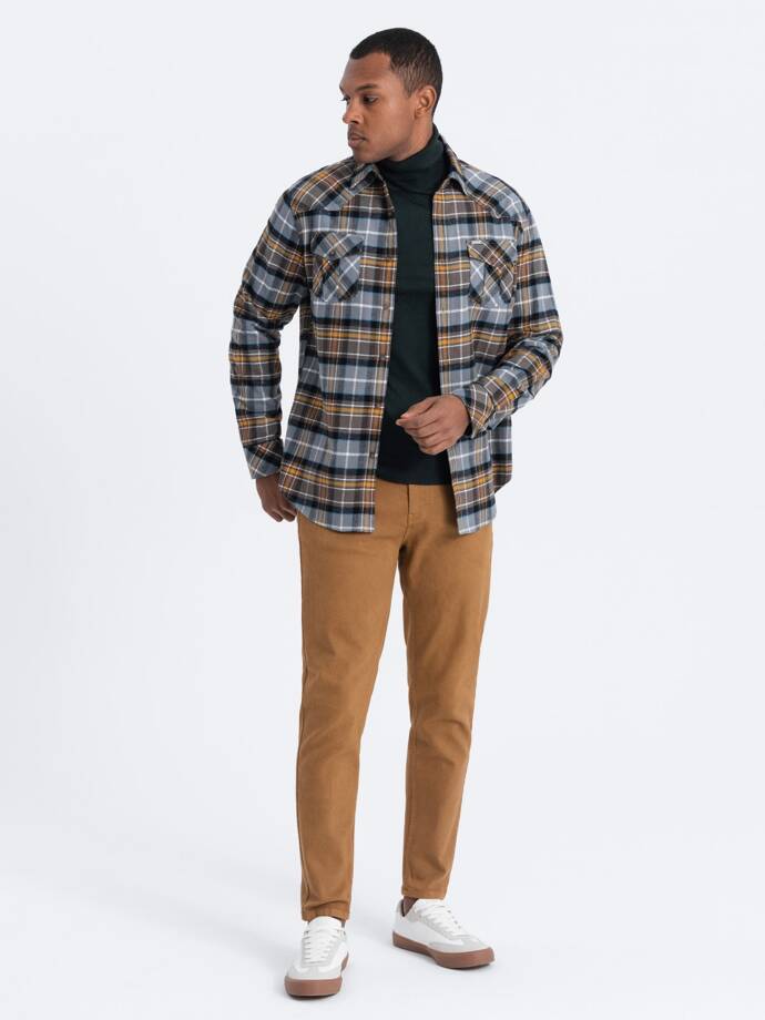 Чоловічі джинсові штани без потертостей SLIM FIT - верблюд V10 OM-PADP-0148