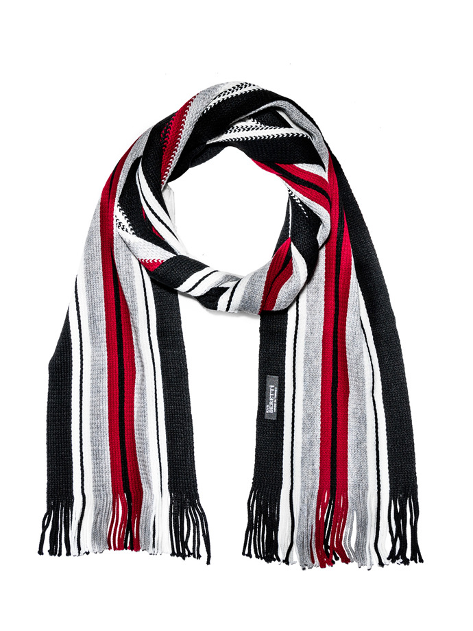 Чоловічий шарф A107 - сірий/червоний