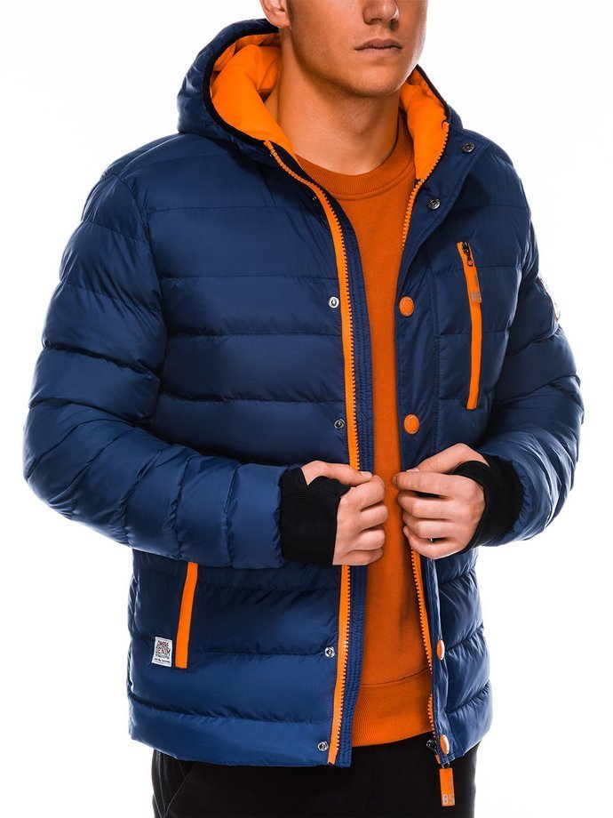 Куртка чоловіча зимова стьобана C124 - темно-синя