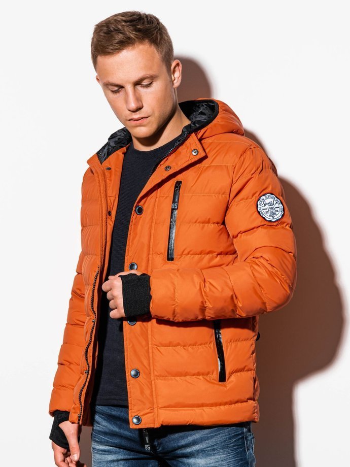Куртка чоловіча зимова стьобана - оранжева C124