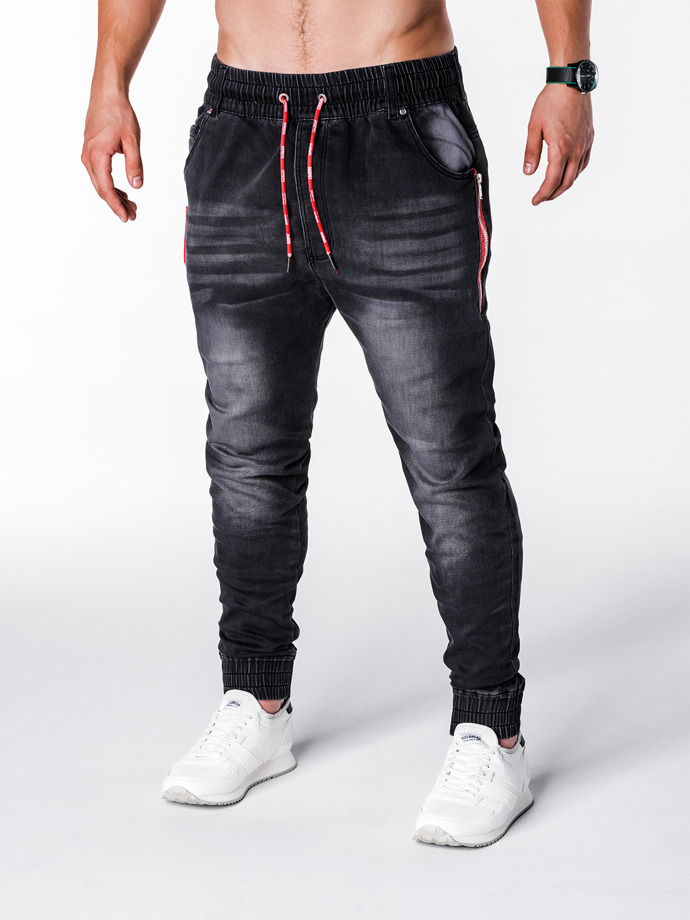 Штани чоловічі джинсові джоггери - чорні P648