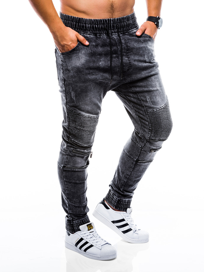 Штани чоловічі джинсові джоггери - чорні P677
