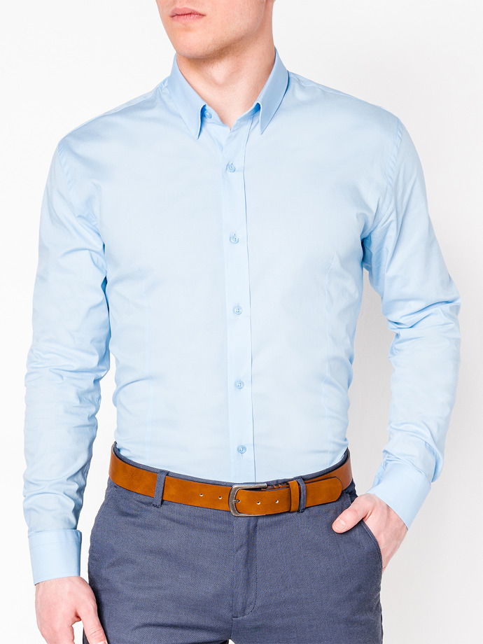 Сорочка чоловіча елегантна з довгим рукавом K219 - блакитна