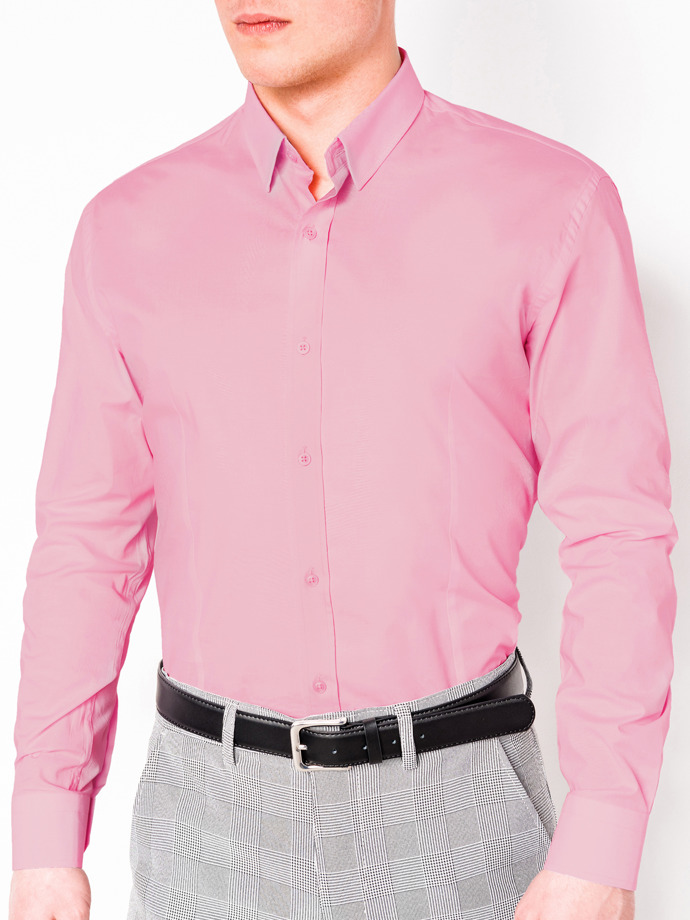 Сорочка чоловіча елегантна з довгим рукавом K219 - рожева