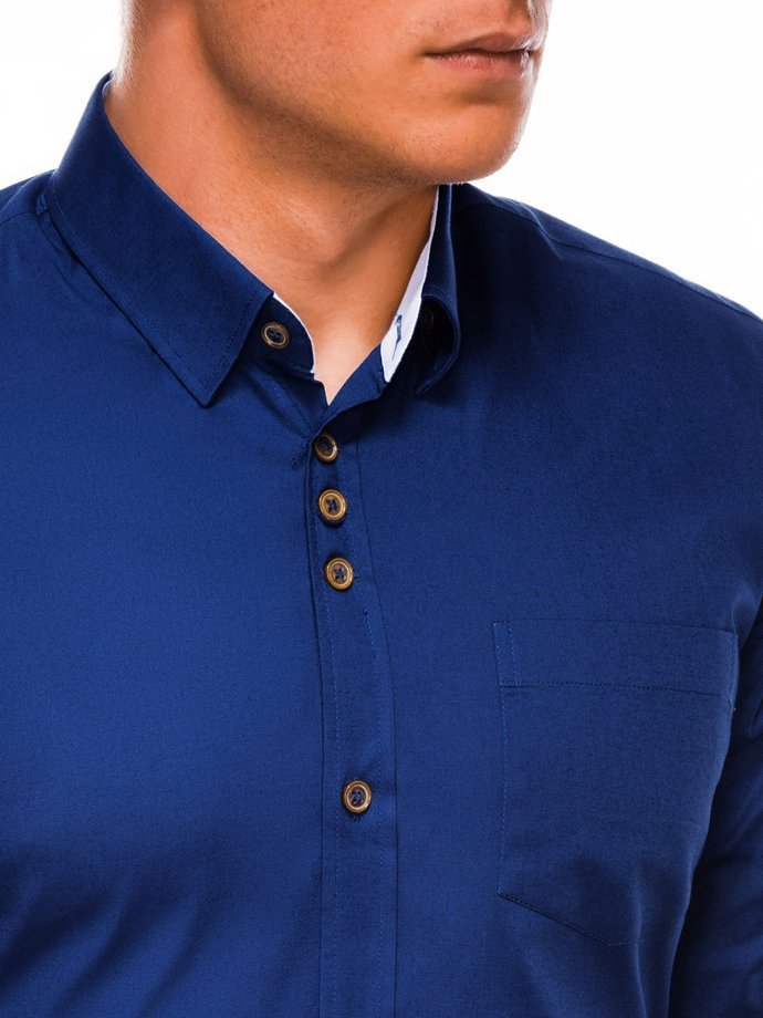 Сорочка чоловіча елегантна з довгим рукавом K302 - темно-темно синя