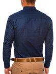 Сорочка чоловіча елегантна з довгим рукавом K466 - темно-синя/коричнева